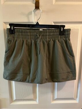 90 Degree By Reflex Olive Green Drawstring Skort with Zip Pocket
